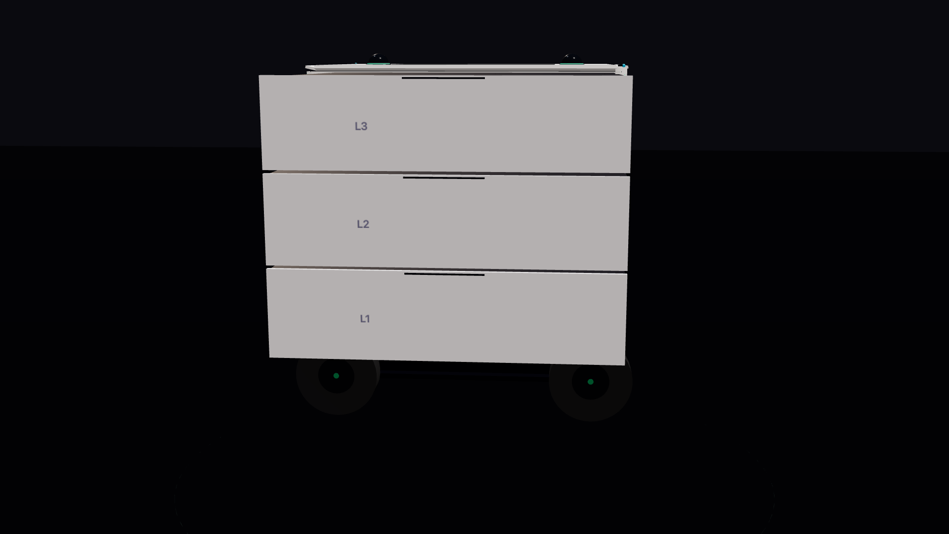 Left side — drawers L1, L2, L3